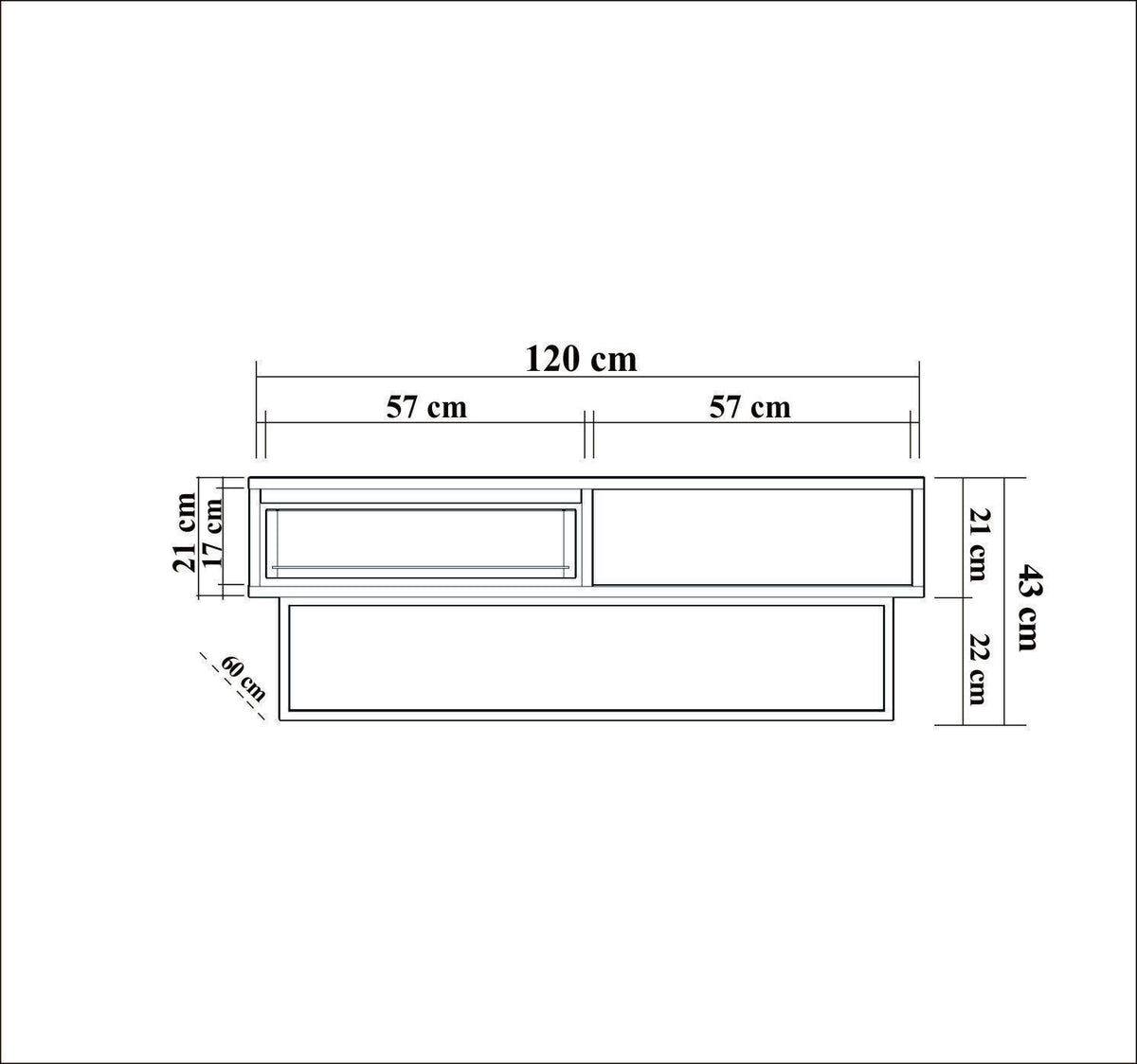 Τραπεζάκι Σαλονιού Parori Καρυδί - Μαύρο 120x60x43 εκ. Μελαμίνης