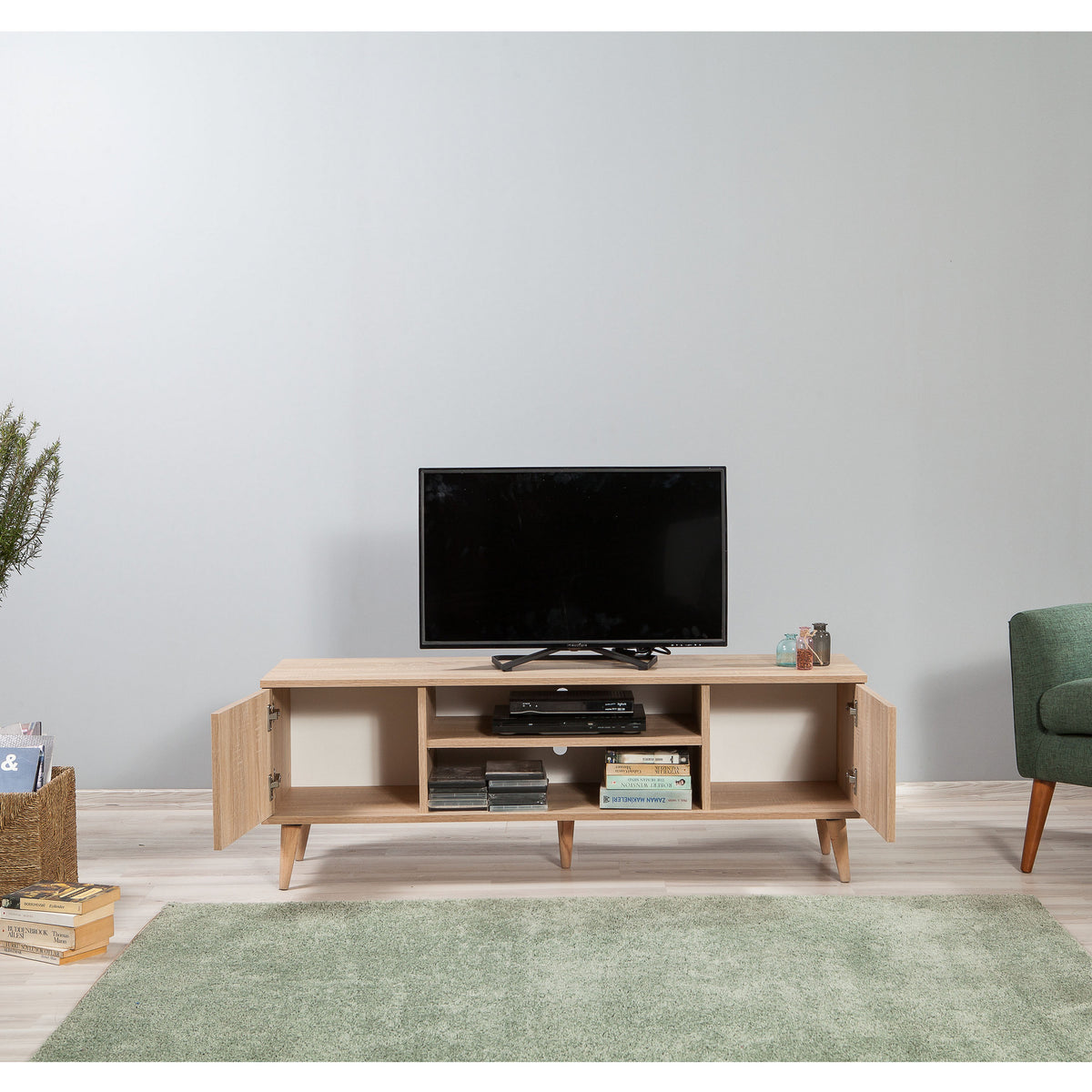 Έπιπλο Τηλεόρασης Kardiani Δρυς Sonoma 140x40x50 εκ. Μελαμίνης Κωδ. 121 - Pakobazaar