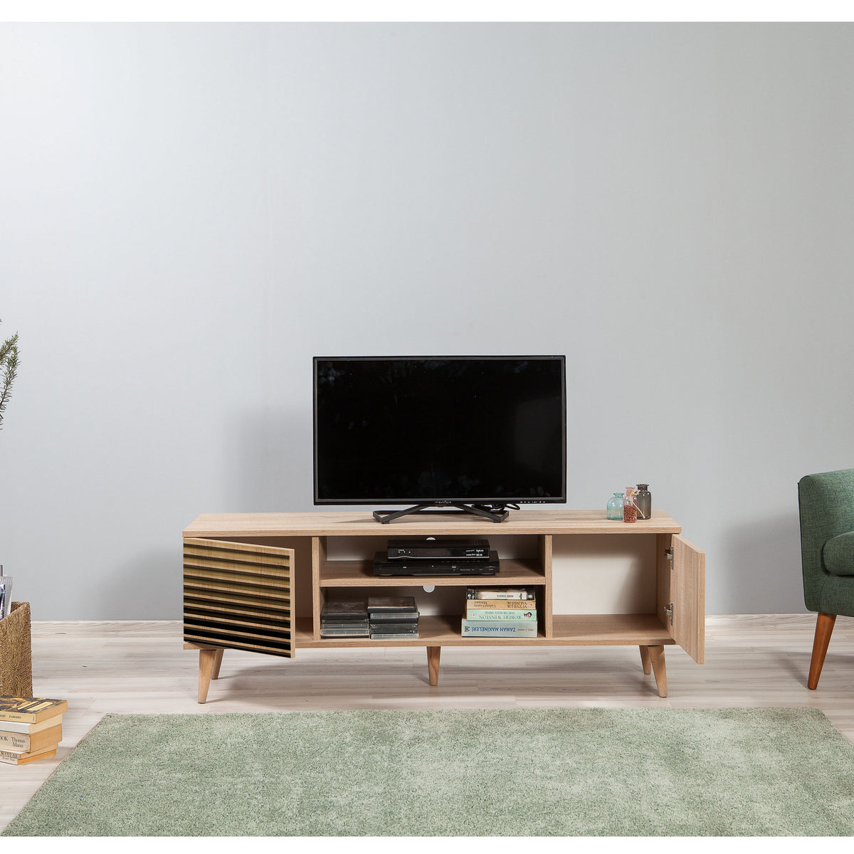 Έπιπλο Τηλεόρασης Kardiani Δρυς Sonoma 140x40x50 εκ. Μελαμίνης Κωδ. 220