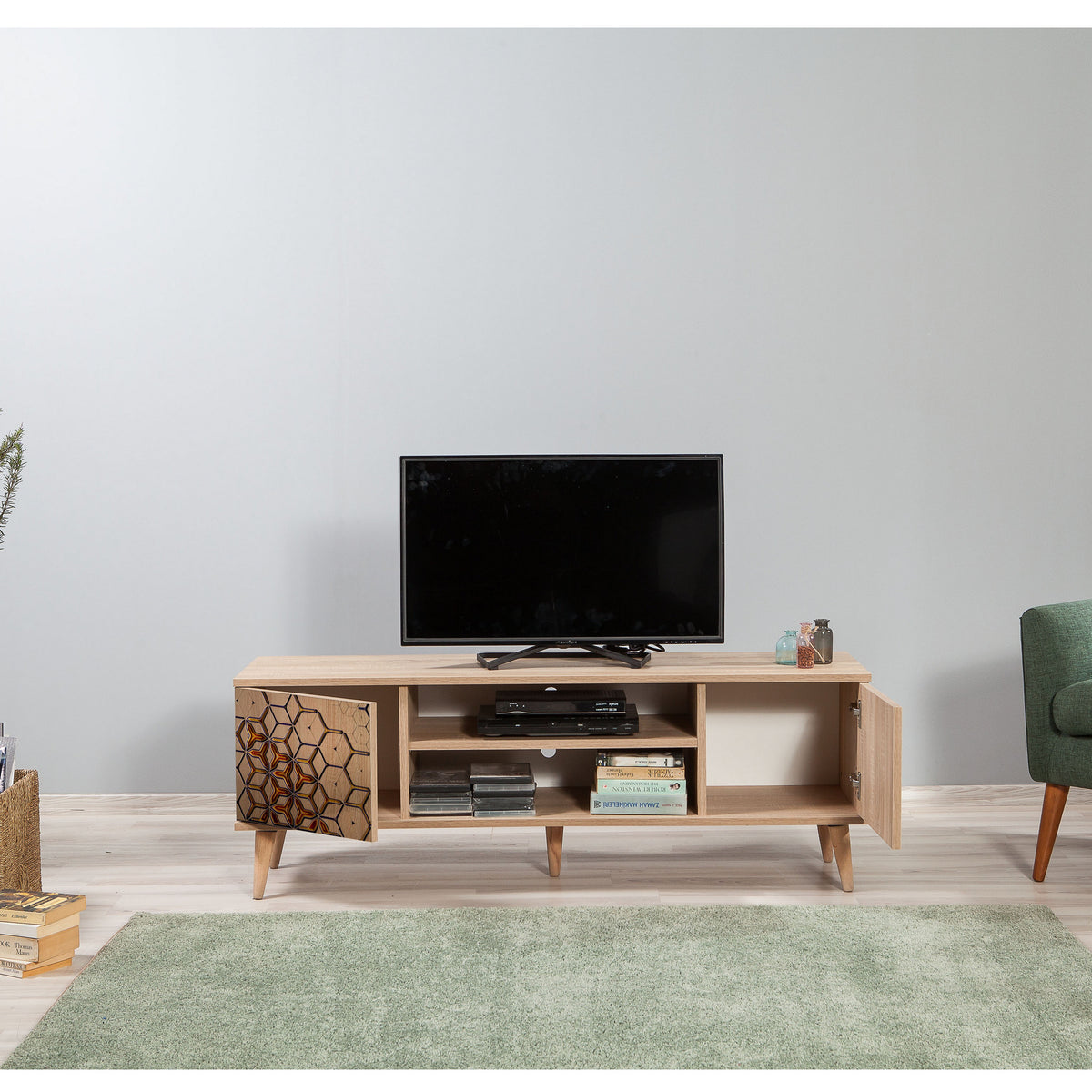 Έπιπλο Τηλεόρασης Kardiani Δρυς Sonoma 140x40x50 εκ. Μελαμίνης Κωδ. 720 - Pakobazaar