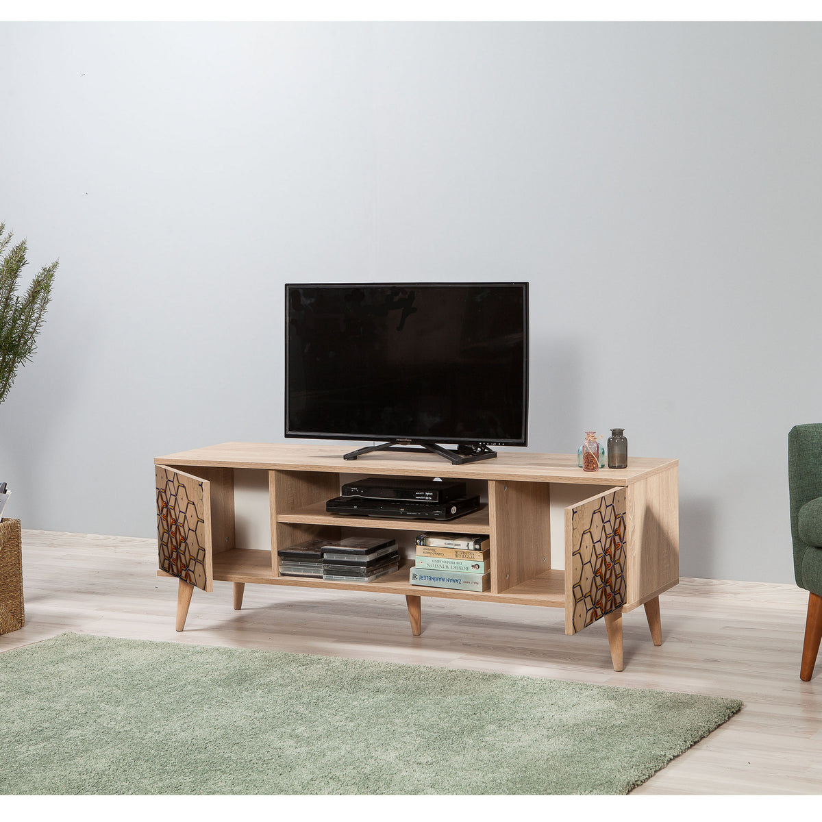Έπιπλο Τηλεόρασης Kardiani Δρυς Sonoma 140x40x50 εκ. Μελαμίνης Κωδ. 720 - Pakobazaar