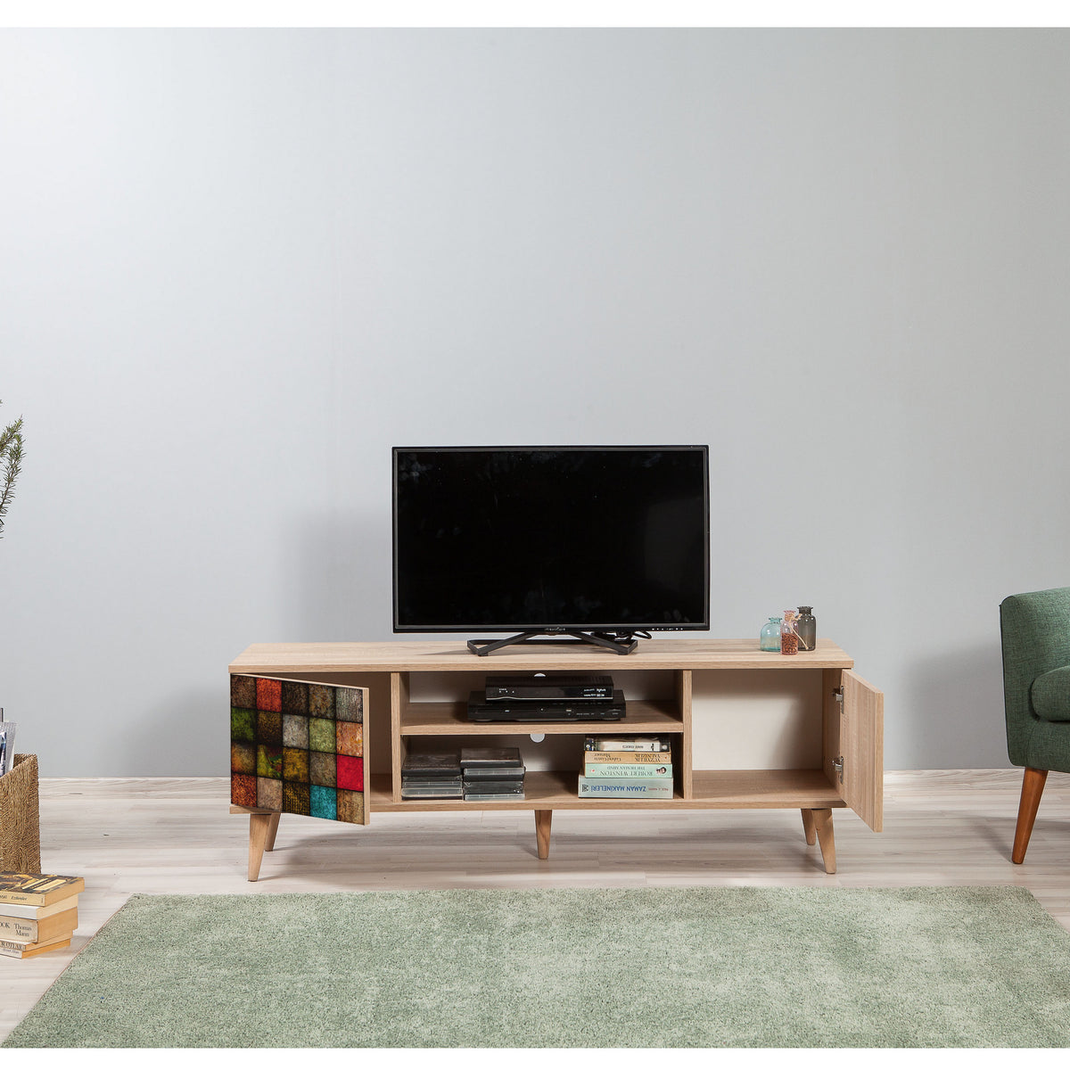 Έπιπλο Τηλεόρασης Kardiani Δρυς Sonoma 140x40x50 εκ. Μελαμίνης Κωδ. 723