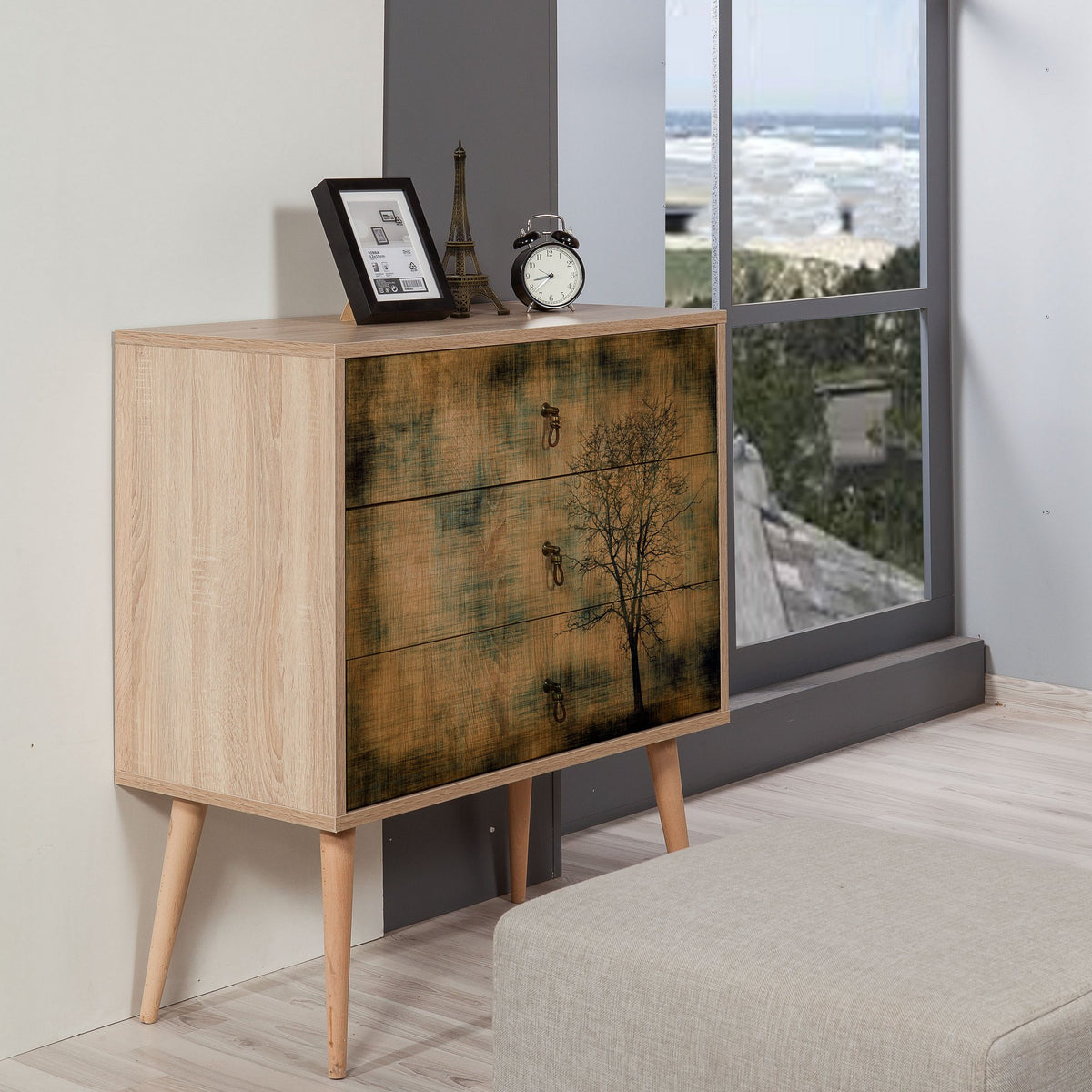 Συρταριέρα Vrachasi Δρυς Sonoma 80x40x90 εκ. Μελαμίνης Κωδ. 729