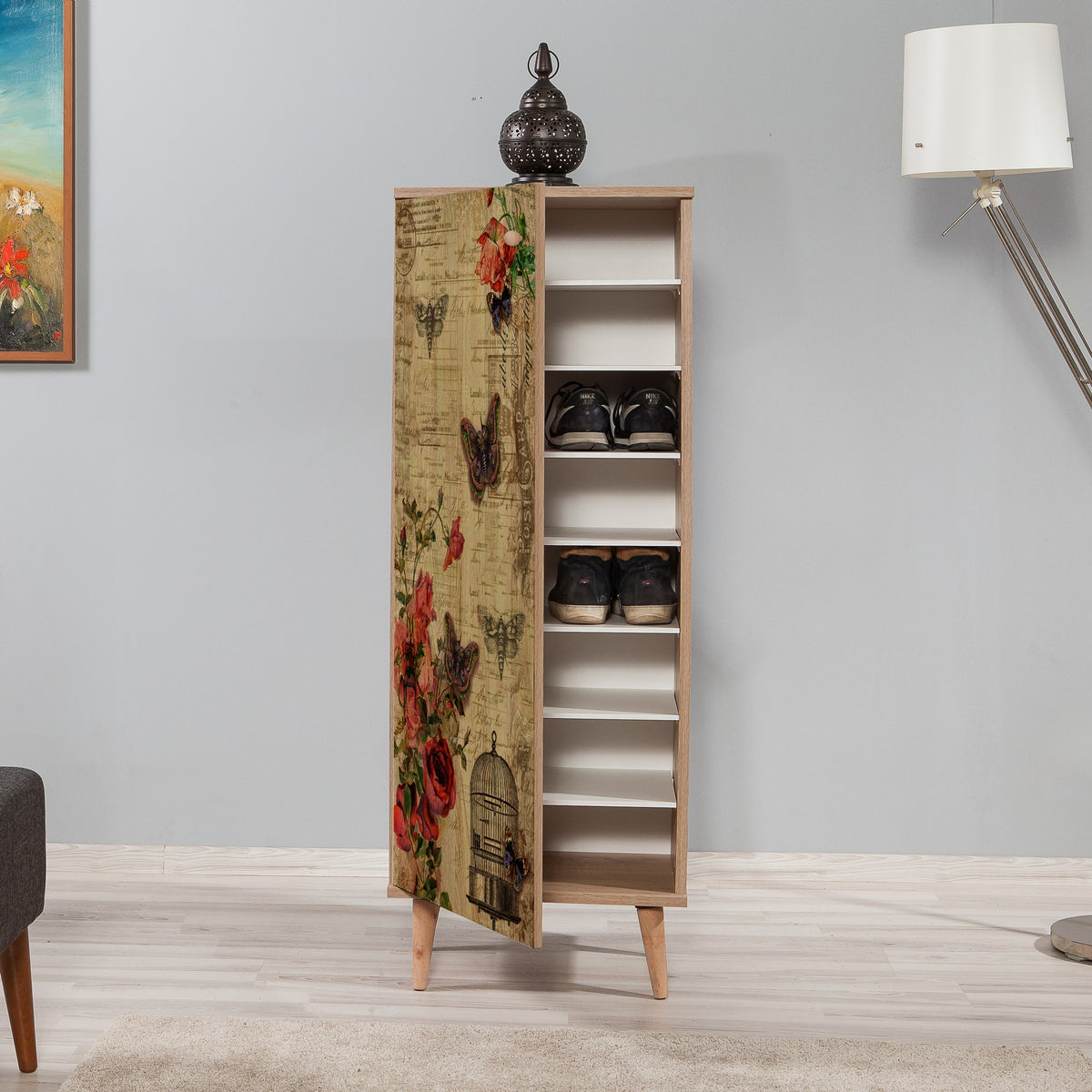 Παπουτσοθήκη Eresos Δρυς Sonoma 50x38x135 εκ. Μελαμίνης Κωδ. 734