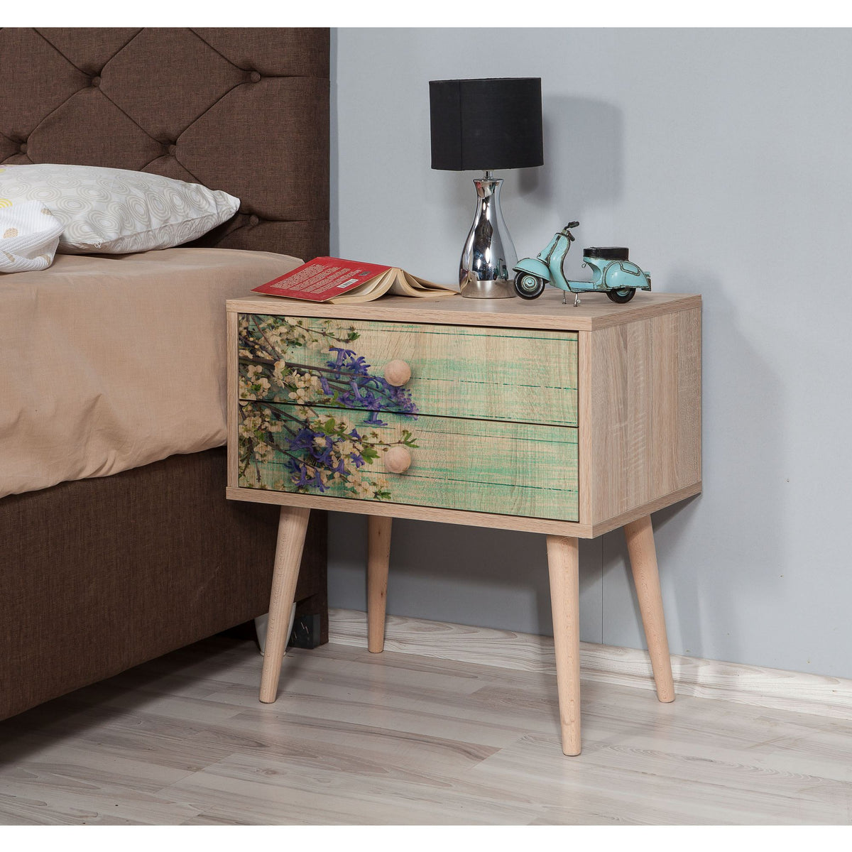 Κομοδίνο Lakoma Δρυς Sonoma 60x40x61 εκ. Μελαμίνης Κωδ. 727