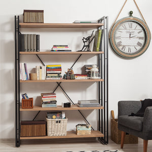 Βιβλιοθήκη Vourkoti Ατλαντικό Πεύκο - Μαύρο 130x35x180 εκ. Μελαμίνης