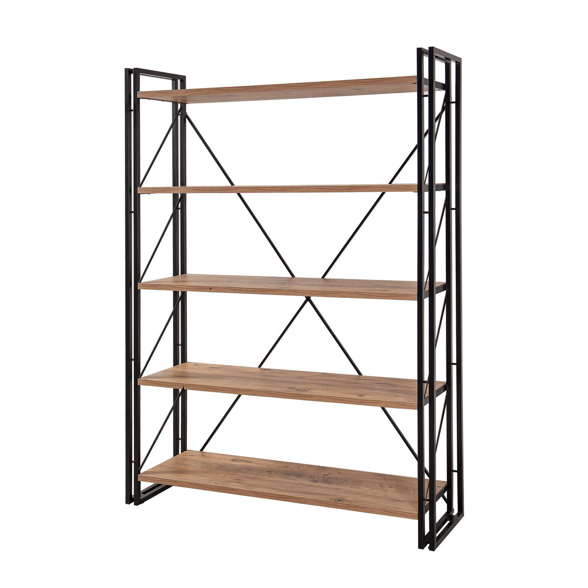 Βιβλιοθήκη Vourkoti Ατλαντικό Πεύκο - Μαύρο 130x35x180 εκ. Μελαμίνης