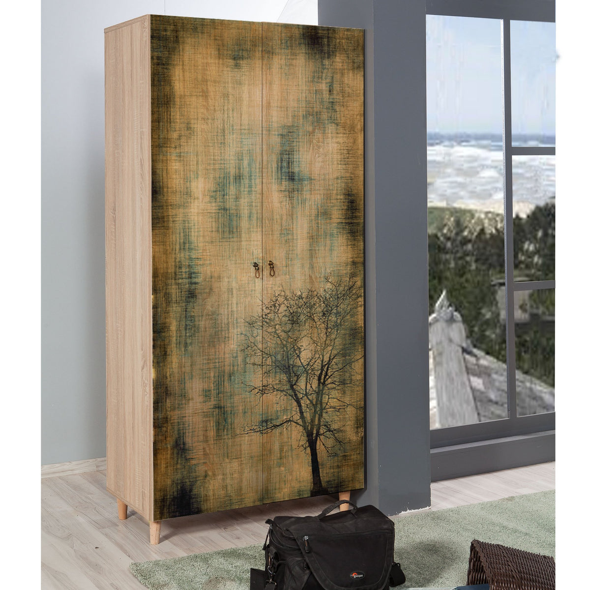 Ντουλάπα Kyriaki Δρυς Sonoma 90x52x192 εκ. Μελαμίνης Κωδ. 729 - Pakobazaar