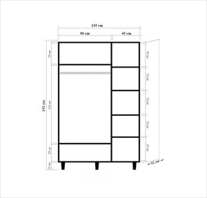 Ντουλάπα Lykosoura Δρυς Sonoma 135x52x192 εκ. Μελαμίνης Κωδ. 420
