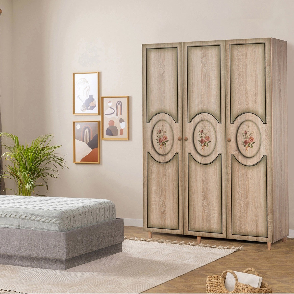 Ντουλάπα Lykosoura Δρυς Sonoma 135x52x192 εκ. Μελαμίνης Κωδ. 421 - Pakobazaar
