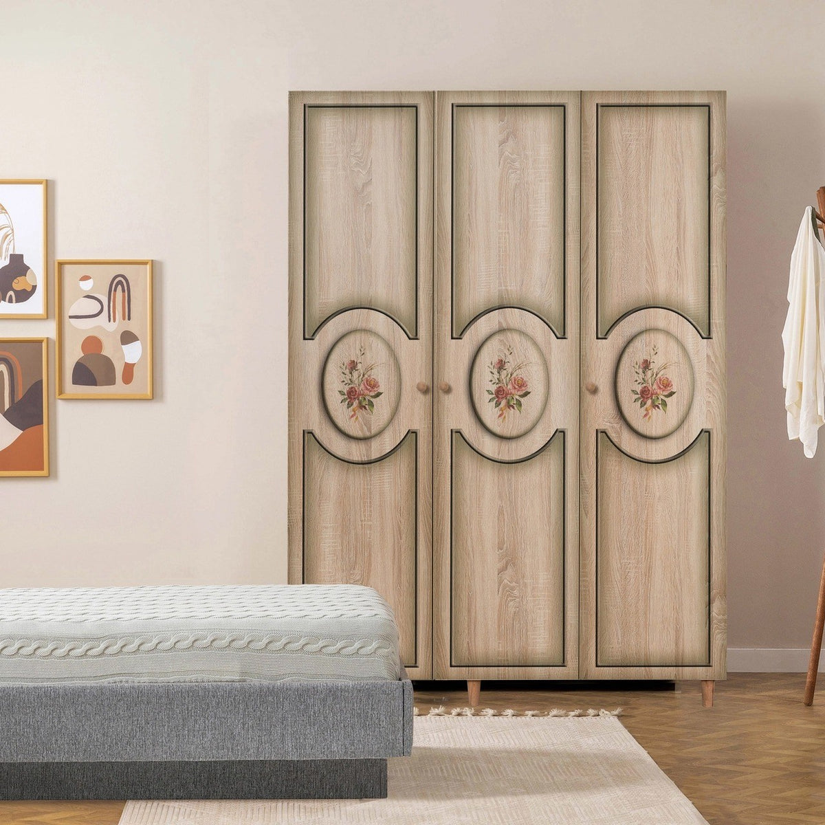 Ντουλάπα Lykosoura Δρυς Sonoma 135x52x192 εκ. Μελαμίνης Κωδ. 421 - Pakobazaar