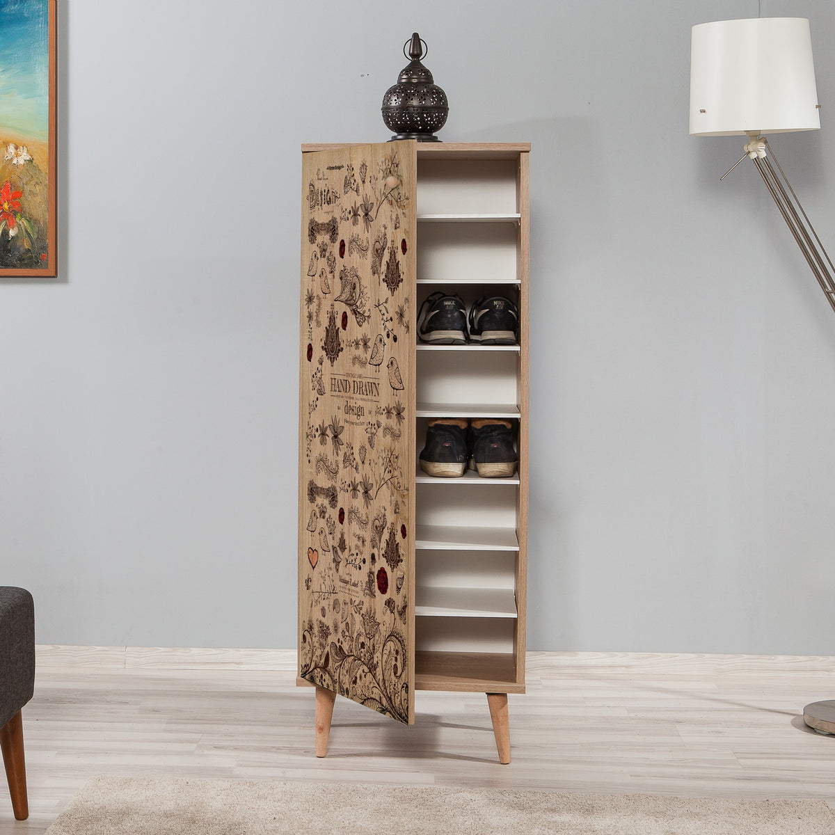 Παπουτσοθήκη Eresos Δρυς Sonoma 50x38x135 εκ. Μελαμίνης