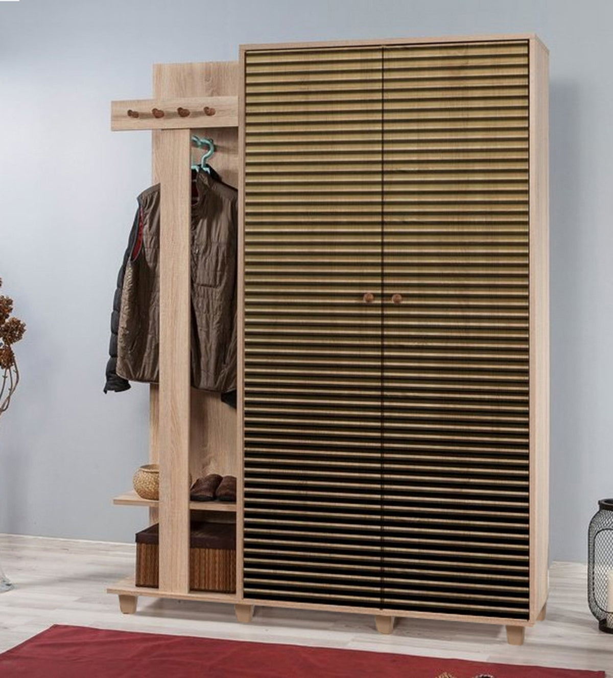 Έπιπλο Εισόδου Kardia Δρυς Sonoma 135x36x192 εκ. Μελαμίνης Κωδ. 220 - Pakobazaar