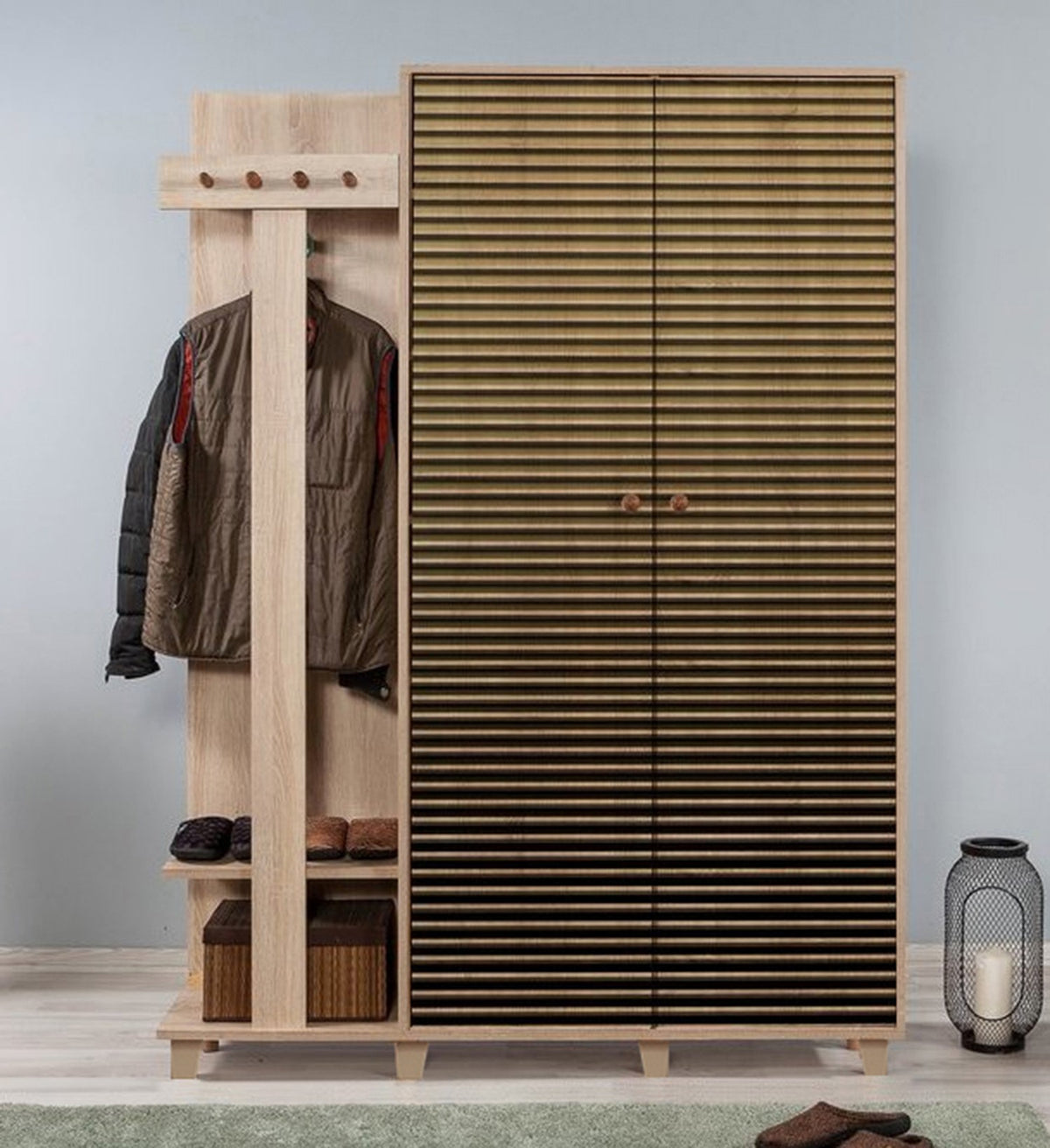 Έπιπλο Εισόδου Kardia Δρυς Sonoma 135x36x192 εκ. Μελαμίνης Κωδ. 220 - Pakobazaar
