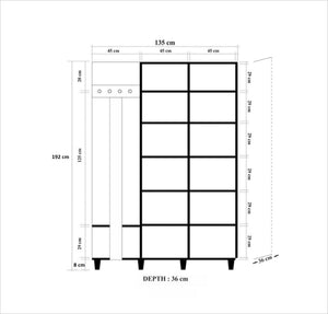 Έπιπλο Εισόδου Kardia Δρυς Sonoma 135x36x192 εκ. Μελαμίνης Κωδ. 727