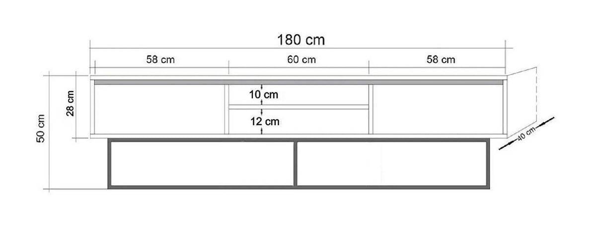 Έπιπλο Τηλεόρασης Elafos Καρυδί - Μαύρο 180x40x50 εκ. Μελαμίνης