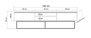 Έπιπλο Τηλεόρασης Elafos Καρυδί - Μαύρο 180x40x50 εκ. Μελαμίνης