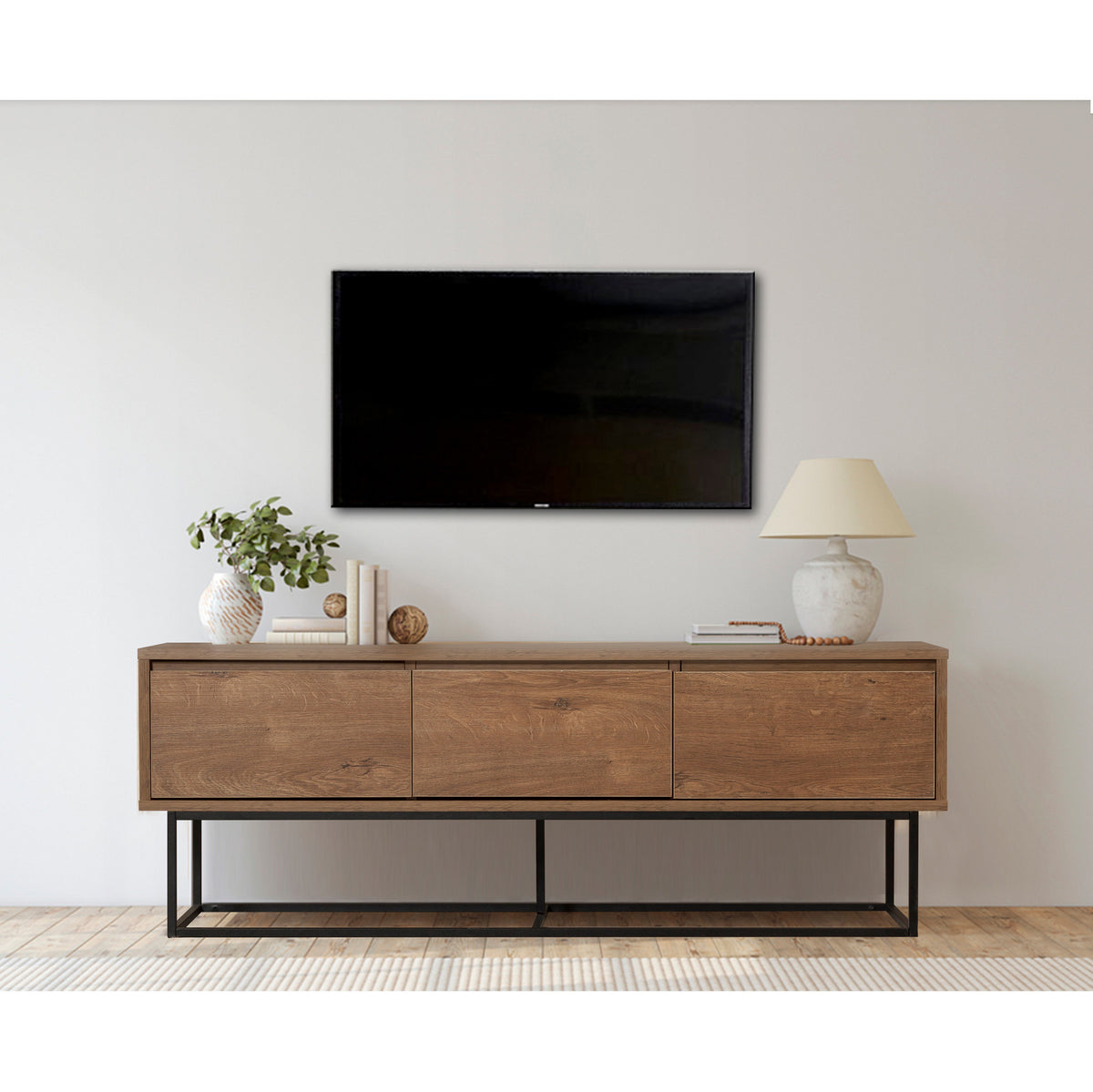 Έπιπλο Τηλεόρασης Xyloskalo Καρυδί - Μαύρο 140x40x50 εκ. Μελαμίνης