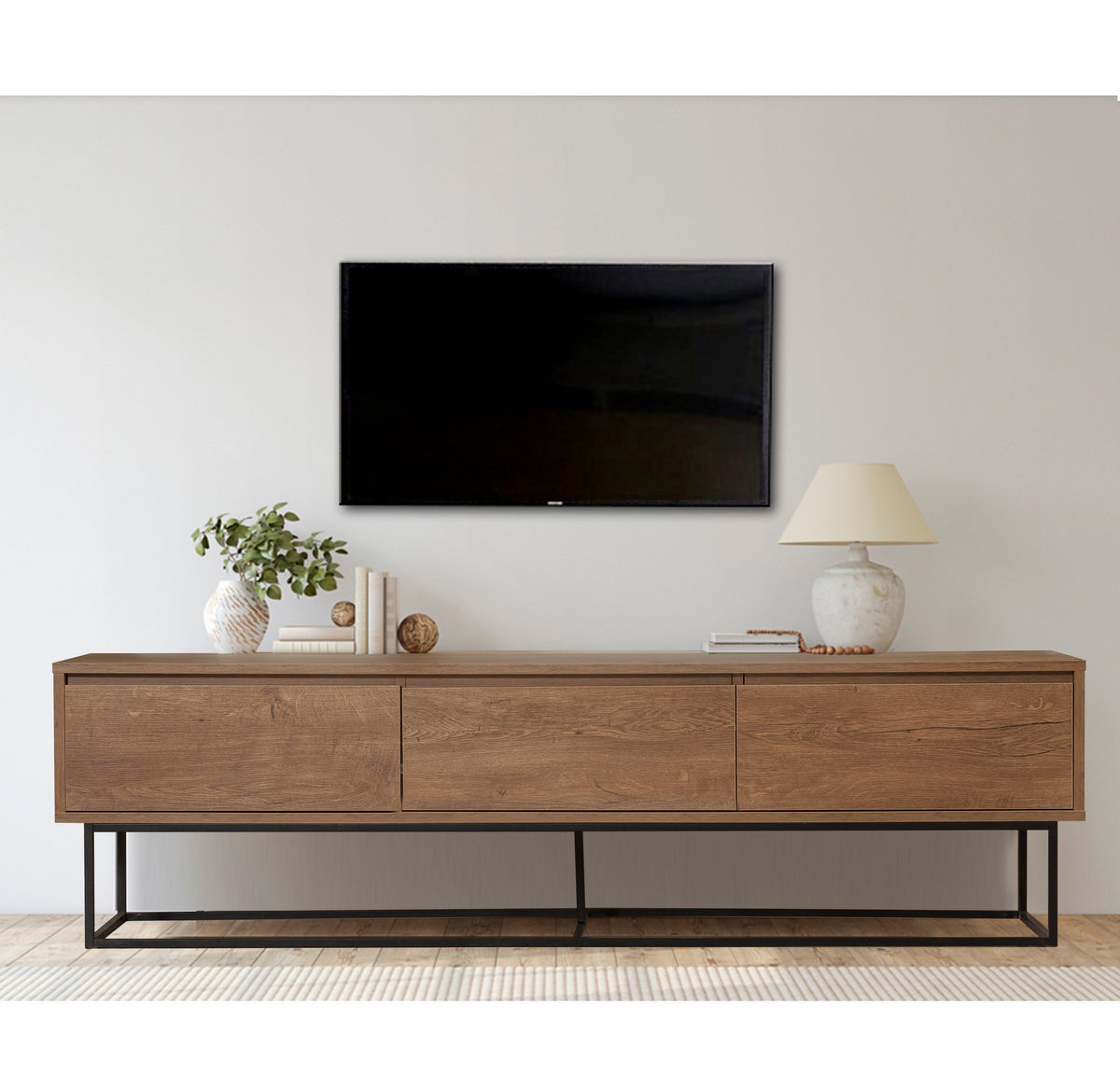 Έπιπλο Τηλεόρασης Xyloskalo Καρυδί - Μαύρο 180x40x50 εκ. Μελαμίνης