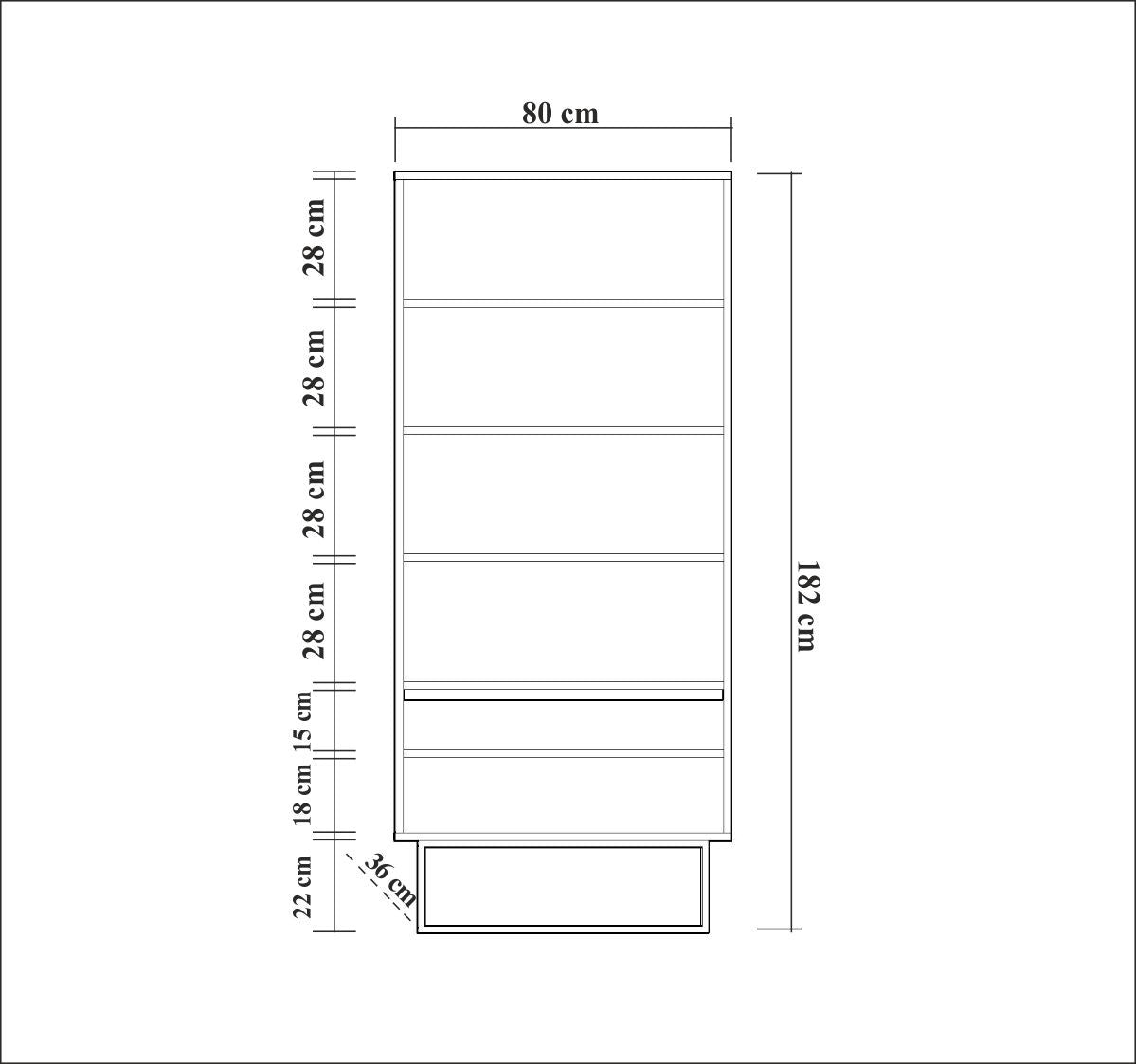 Βιβλιοθήκη Astros Καρυδί - Μαύρο 80x36x182 εκ. Μελαμίνης
