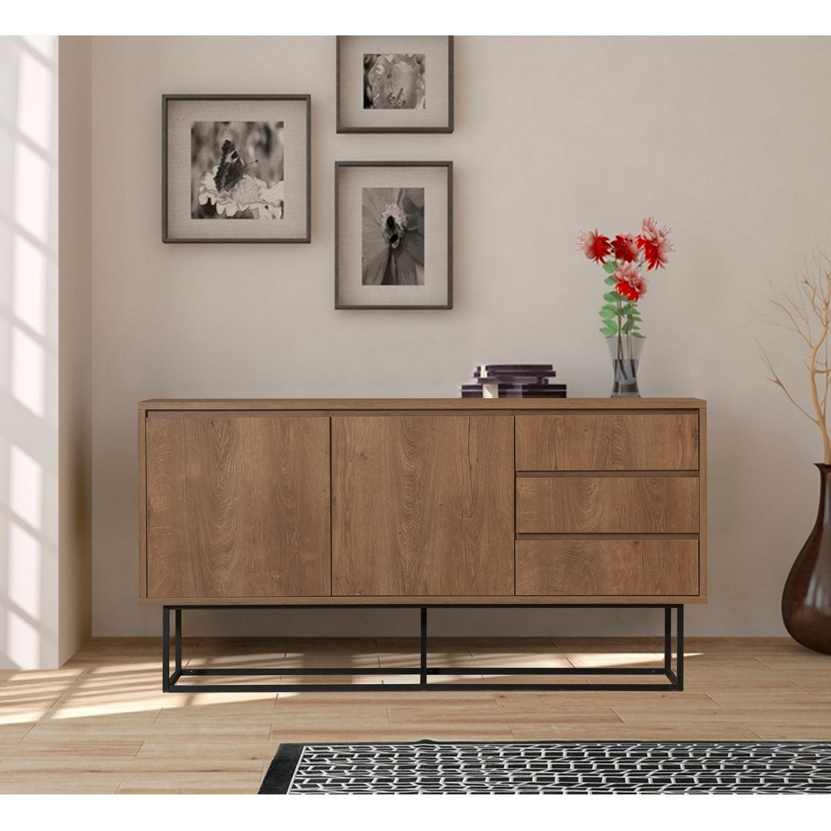 Κονσόλα Kalamakia Καρυδί - Μαύρο 140x36x72 εκ. Μελαμίνης