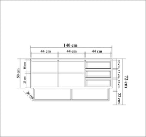 Κονσόλα Kalamakia Καρυδί - Μαύρο 140x36x72 εκ. Μελαμίνης