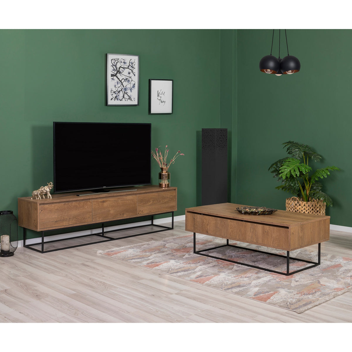 Σετ Σαλονιού Arkesini Καρυδί - Μαύρο 180x40x50 εκ. Μελαμίνης Κωδ. 23