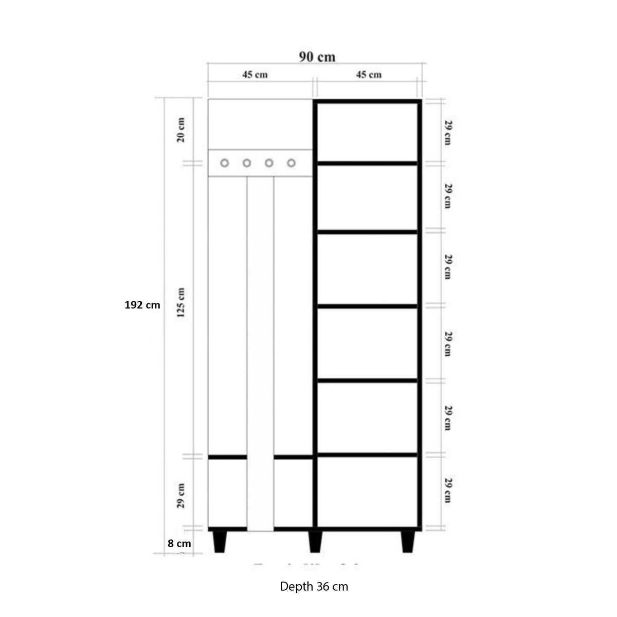 Έπιπλο Εισόδου Kardia Δρυς Sonoma 90x36x192 εκ. Μελαμίνης Κωδ. 727