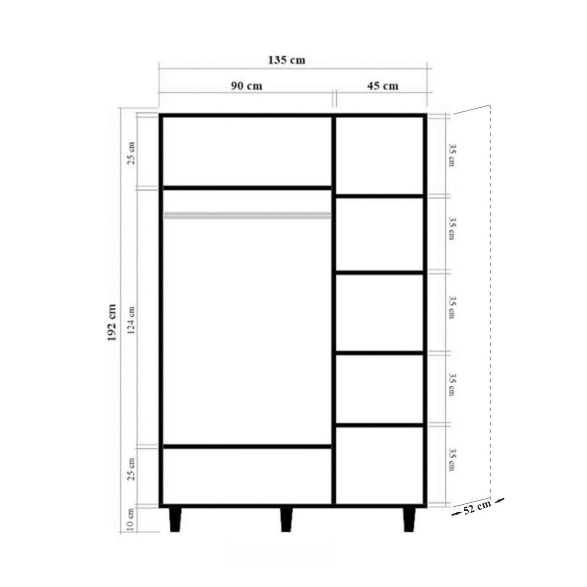 Ντουλάπα Arnaia Δρυς 135x52x192 εκ. Μελαμίνης Κωδ. 906