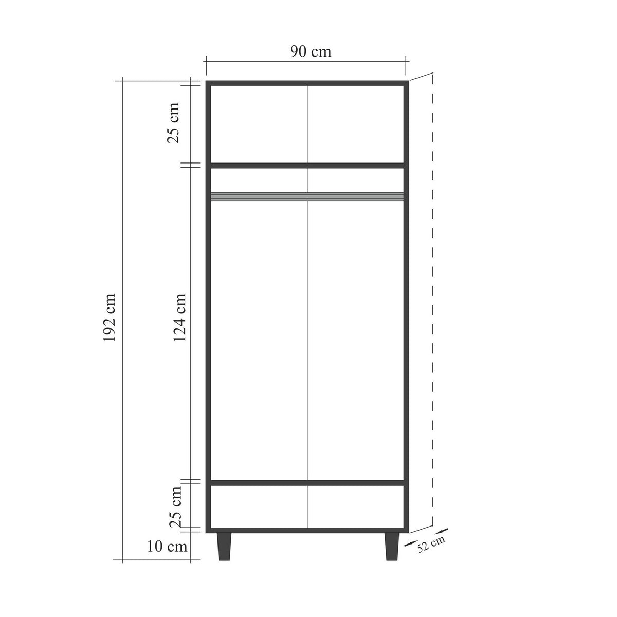Ντουλάπα Gortyna Δρυς 90x52x192 εκ. Μελαμίνης Κωδ. 977