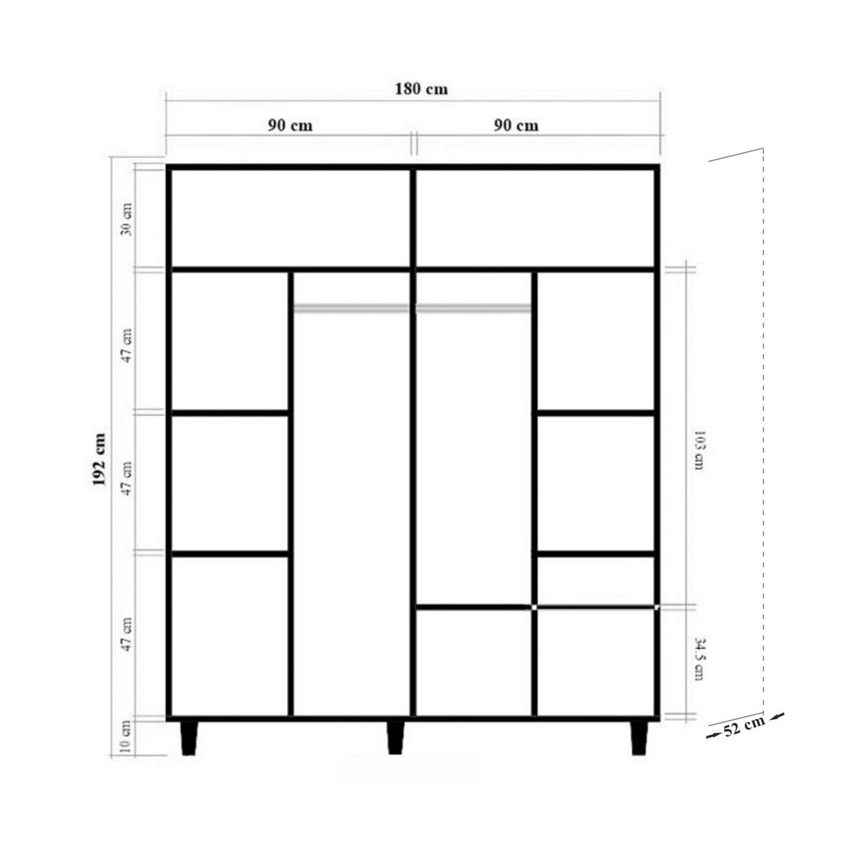 Ντουλάπα Skotousa Δρυς 180x52x192 εκ. Μελαμίνης Κωδ. 905
