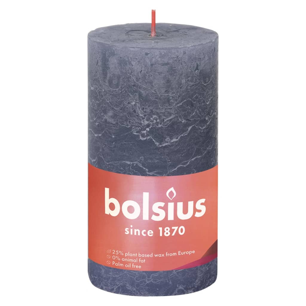 Bolsius Κεριά Κύλινδρος Ρουστίκ Shine 4 τεμ Μπλε Λυκόφωτος 130 x 68χιλ - Pakobazaar
