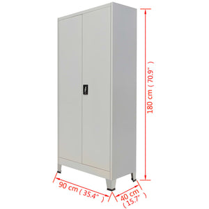 Ντουλάπα Γραφείου με 2 Πόρτες Γκρι 90 x 40 x 180 εκ. Ατσάλινη - PAKOBAZAAR