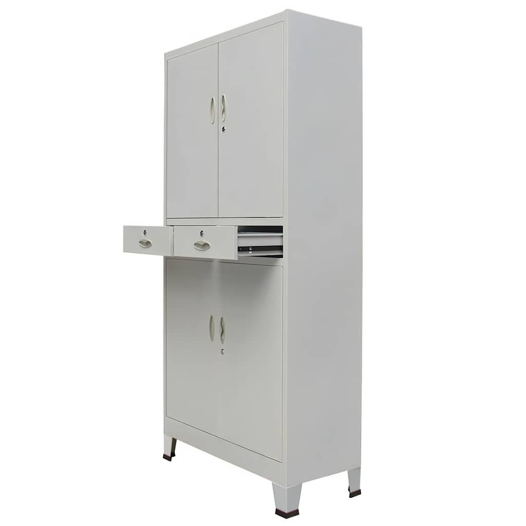 Ντουλάπα Γραφείου με 4 Πόρτες Γκρι 90 x 40 x 180 εκ. Ατσάλινη