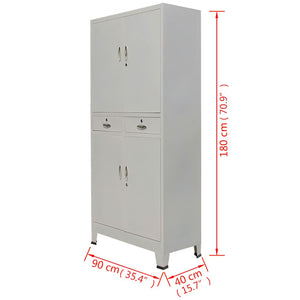 Ντουλάπα Γραφείου με 4 Πόρτες Γκρι 90 x 40 x 180 εκ. Ατσάλινη