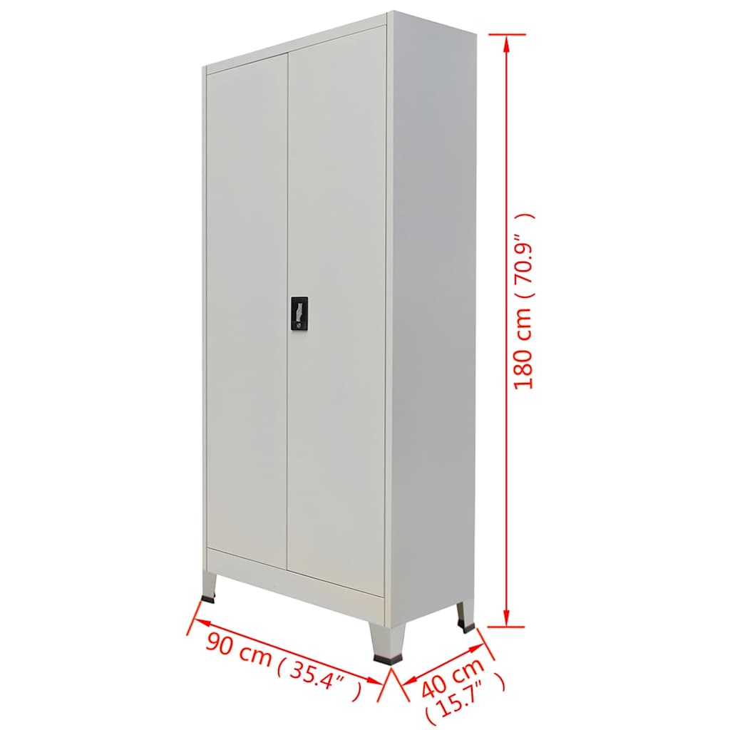 Φοριαμός με 2 Πόρτες Γκρι 90 x 40 x 180 εκ. Ατσάλινος