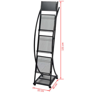 Ραφιέρα Περιοδικών Μαύρη A4 40 x 32 x 131 εκ. - PAKOBAZAAR