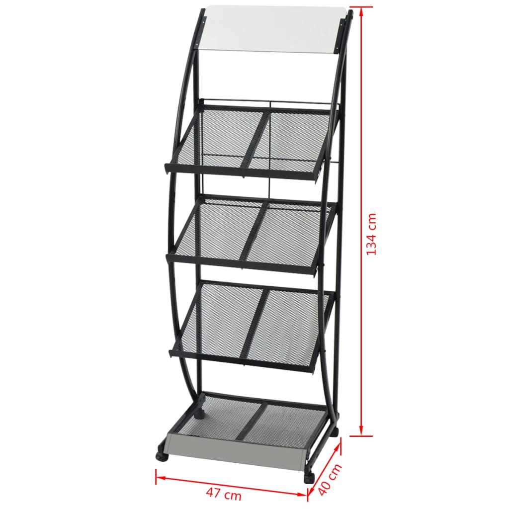 Ραφιέρα Περιοδικών Ασπρόμαυρη Α4 47 x 40 x 134 εκ. - PAKOBAZAAR
