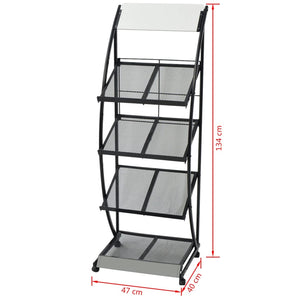 Ραφιέρα Περιοδικών Ασπρόμαυρη Α4 47 x 40 x 134 εκ. - PAKOBAZAAR