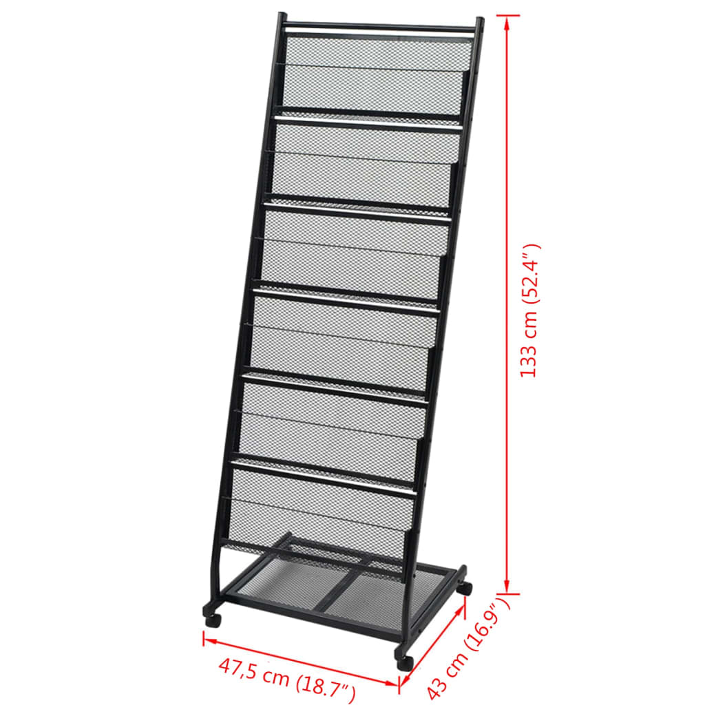 Ραφιέρα Περιοδικών Μαύρη Α4 47,5 x 43 x 133 εκ. - PAKOBAZAAR