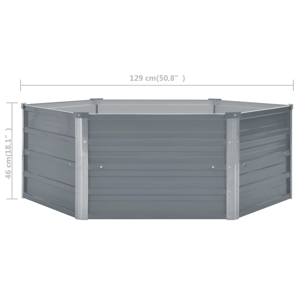 Ζαρντινιέρα Ψηλή Γκρι 129 x 129 x 45 εκ. Γαλβανισμένος Χάλυβας
