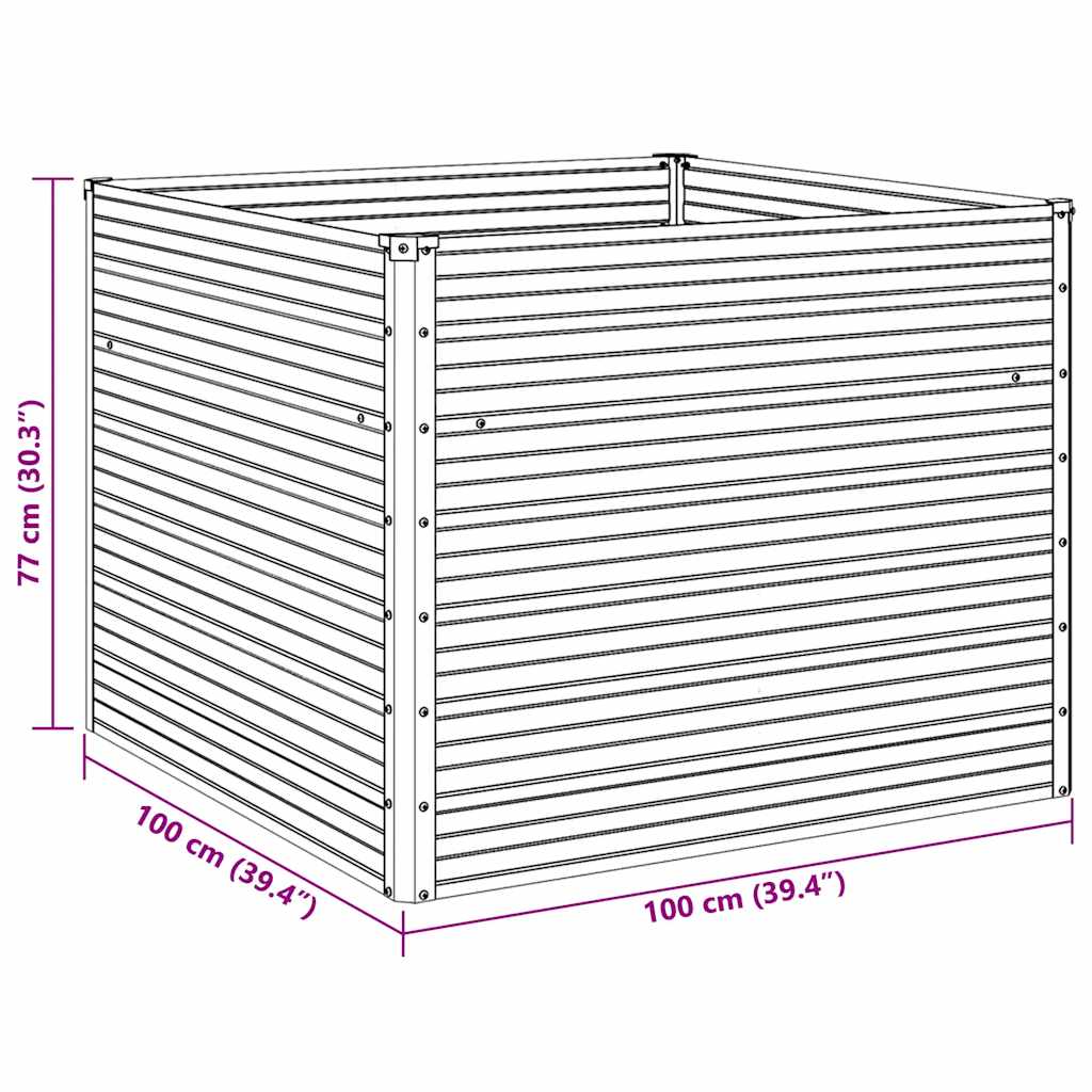 Ζαρντινιέρα Ψηλή Γκρι 100 x 100 x 77εκ. από Γαλβανισμένο Χάλυβα - Pakobazaar