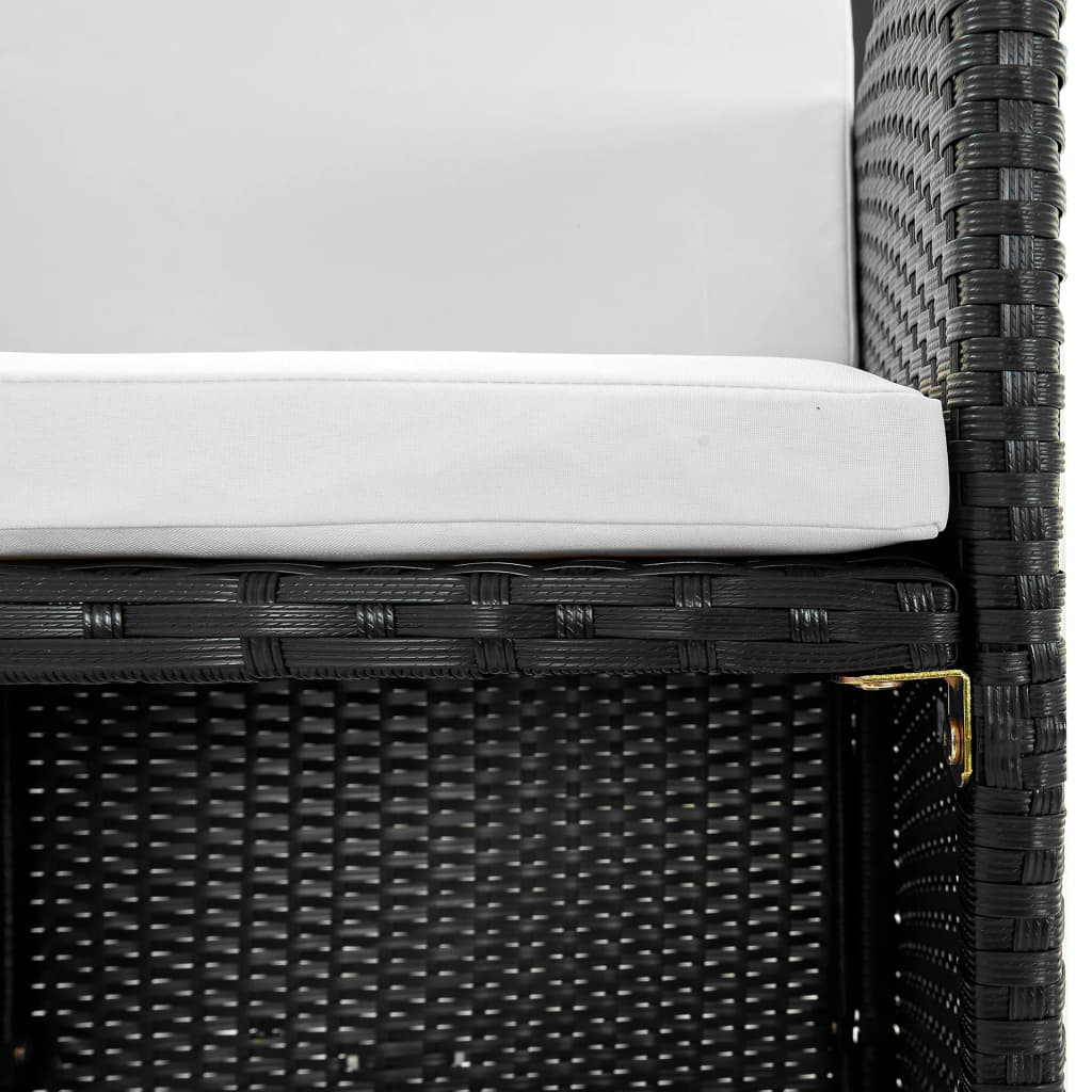 Σετ Τραπεζαρίας Εξ. Χώρου 5 τεμ. Μαύρο Συνθ. Ρατάν με Μαξιλάρια