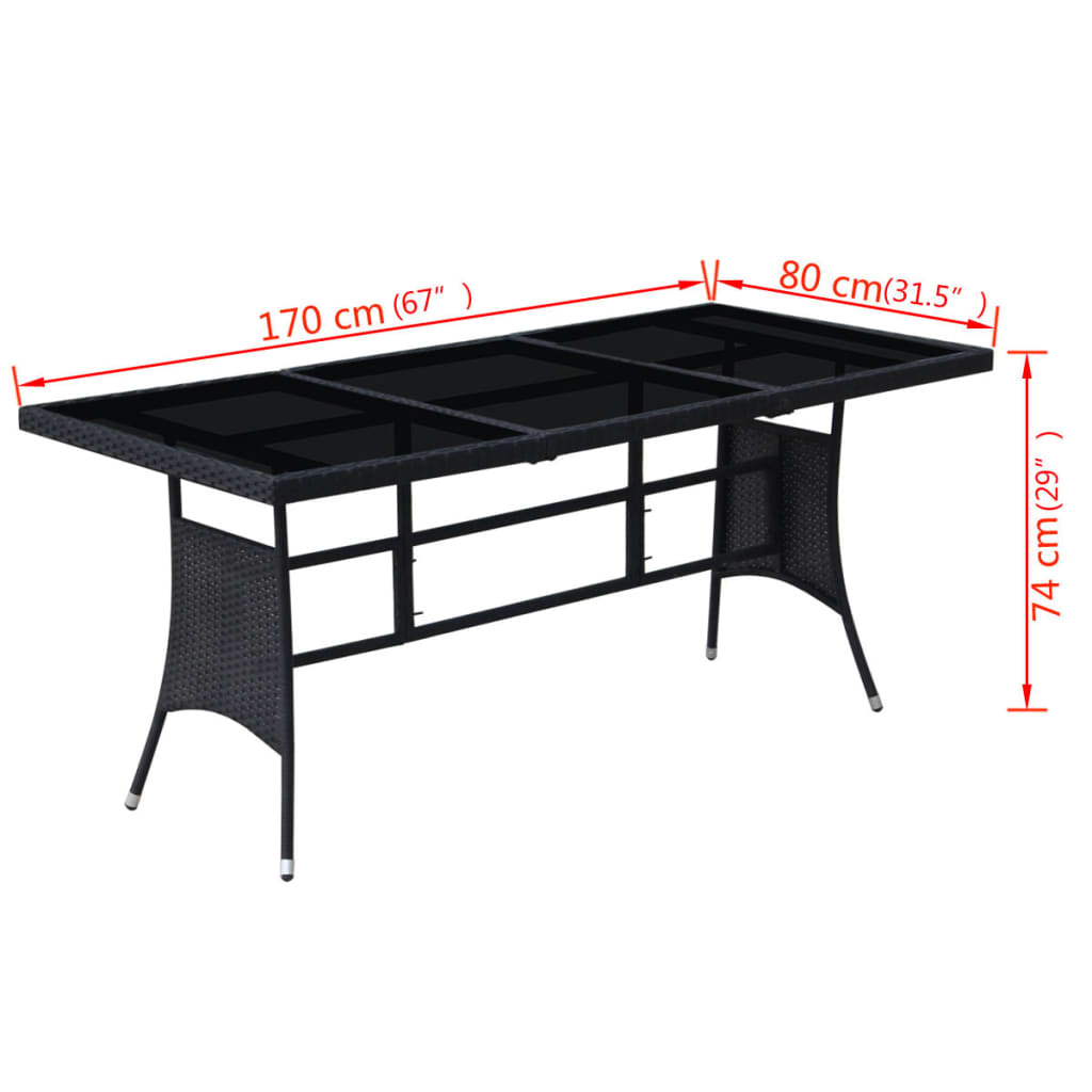 Σετ Τραπεζαρίας Εξ. Χώρου 9 τεμ. Μαύρο Συνθ. Ρατάν με Μαξιλάρια