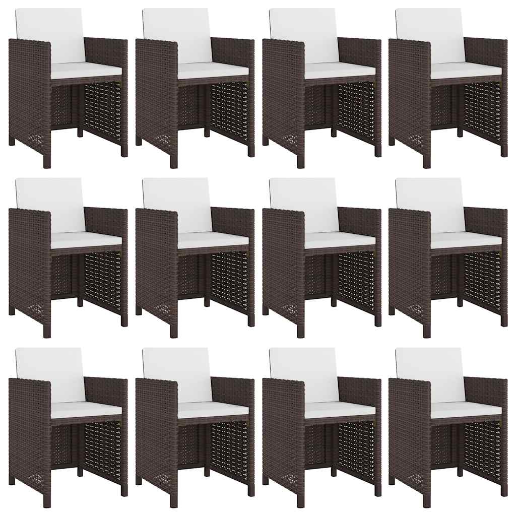 Σετ Τραπεζαρίας Εξ. Χώρου 13 τεμ. Καφέ Συνθ. Ρατάν με Μαξιλάρια