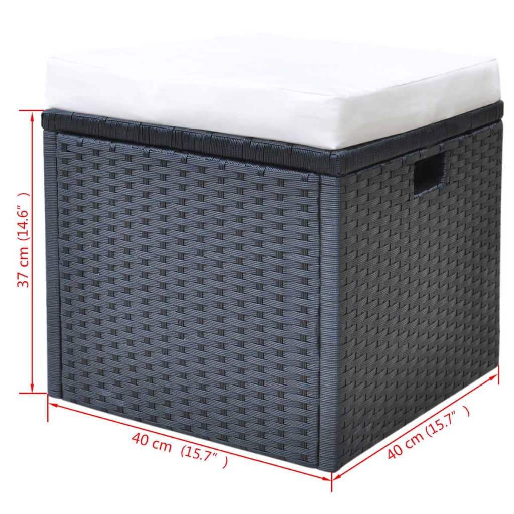 Σετ Τραπεζαρίας Εξ. Χώρου 6 τεμ. Μαύρο Συνθ. Ρατάν με Μαξιλάρια