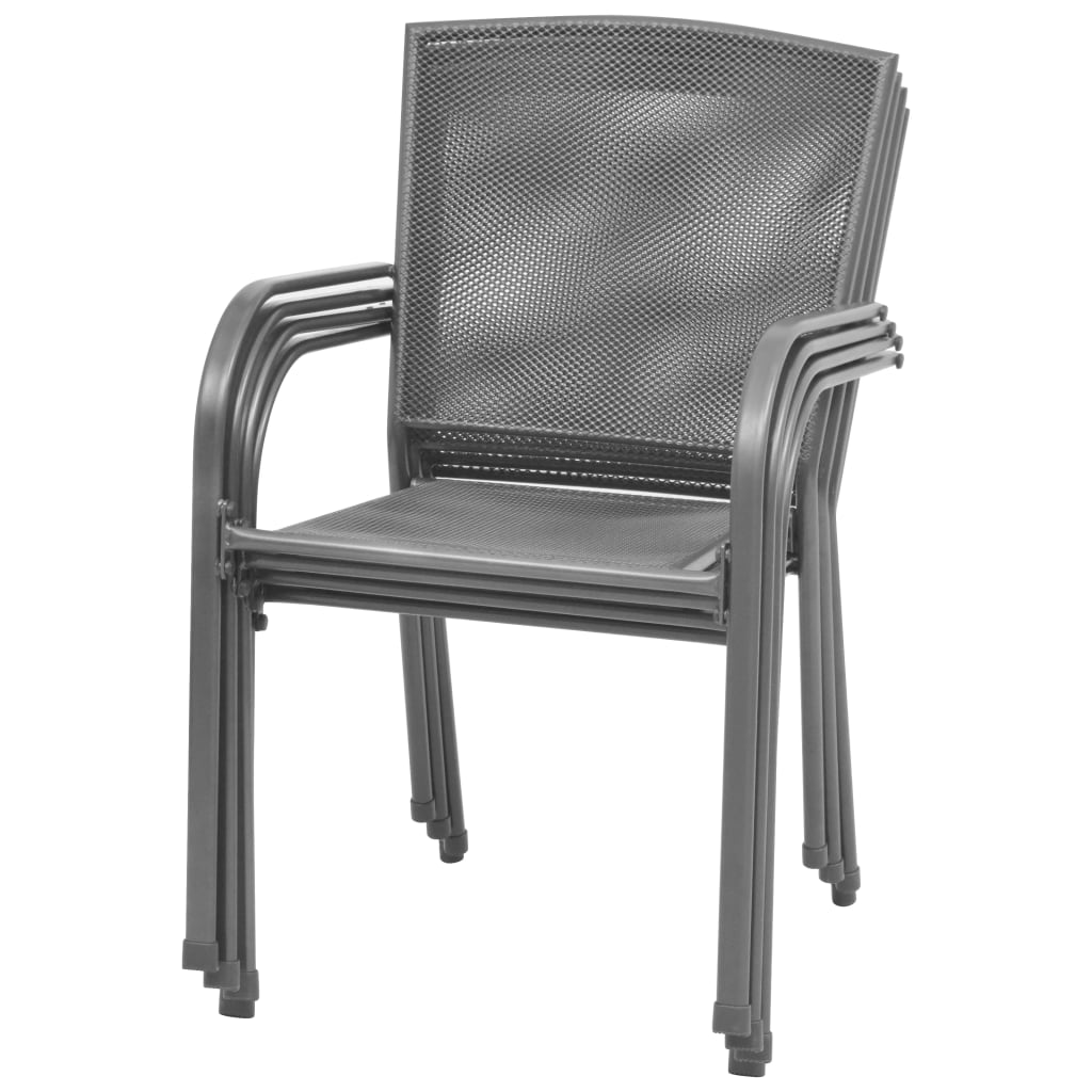 Σετ Τραπεζαρίας Εξωτερικού Χώρου 5 Τεμαχίων Ανθρακί Ατσάλινο