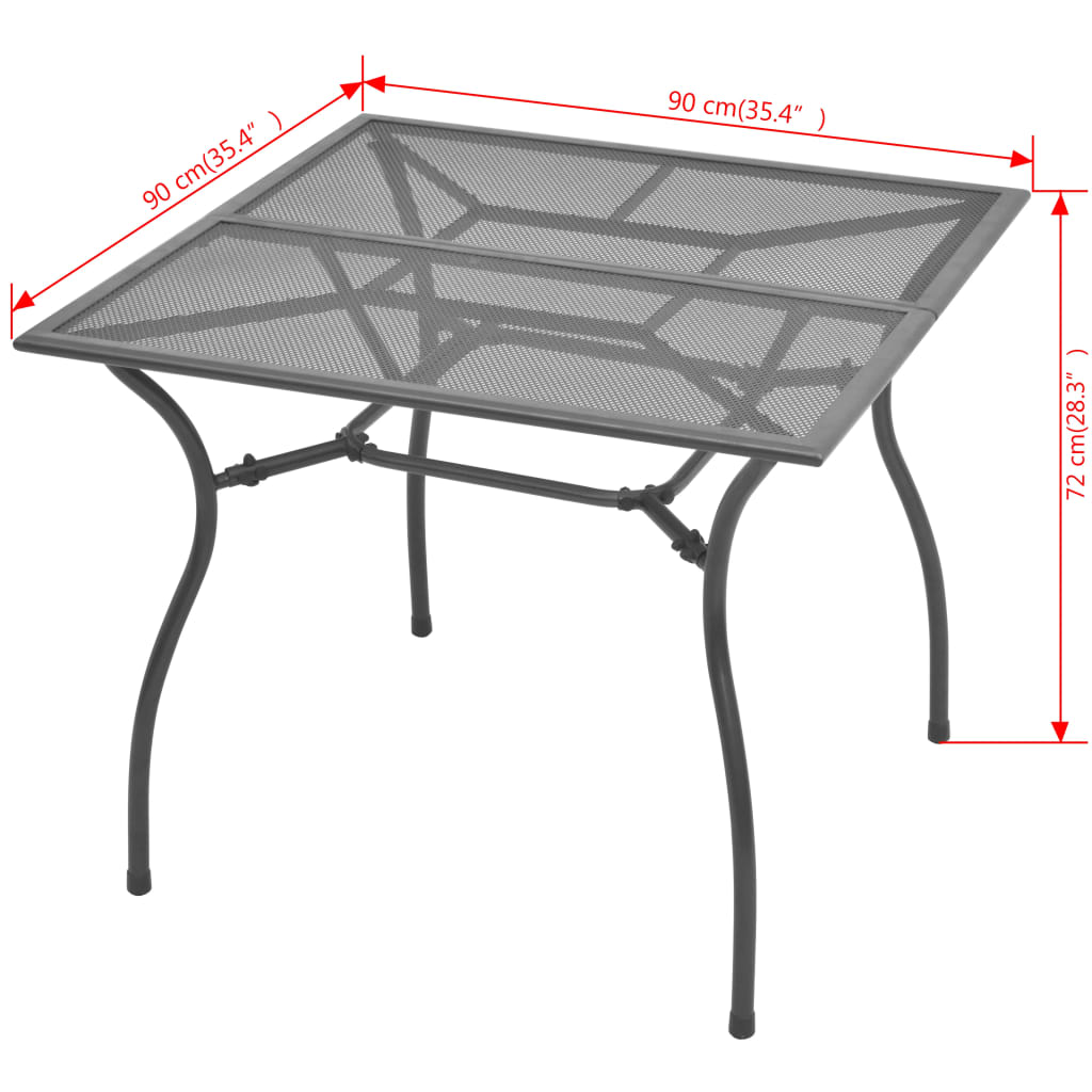Τραπέζι Κήπου 90 x 90 x 72 εκ. Ατσάλινο Πλέγμα