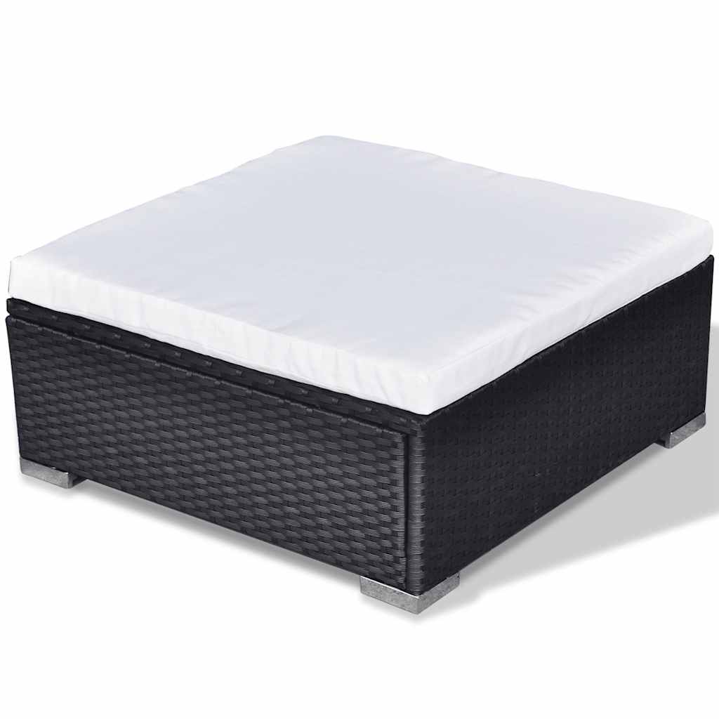 Σαλόνι Κήπου 6 Τεμαχίων Μαύρο από Συνθετικό Ρατάν με Μαξιλάρια