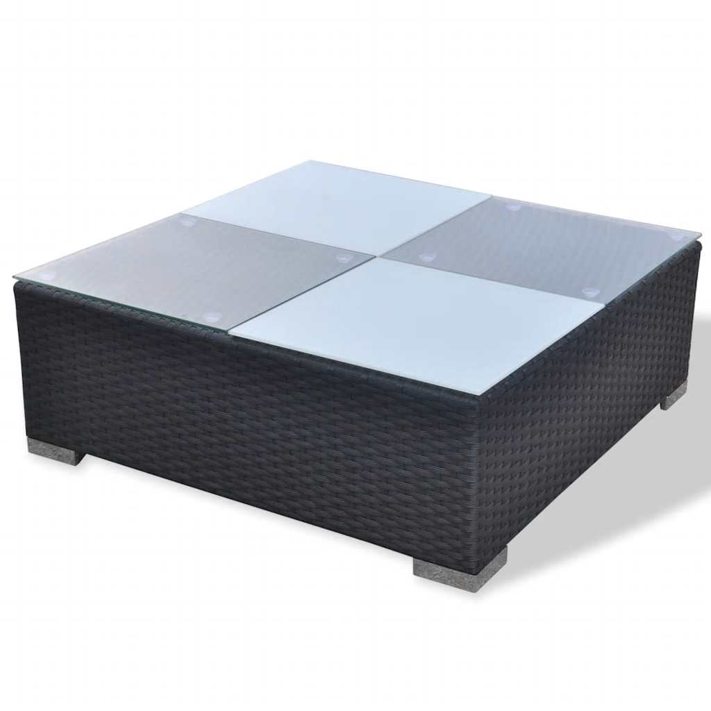 Σαλόνι Κήπου 6 Τεμαχίων Μαύρο από Συνθετικό Ρατάν με Μαξιλάρια